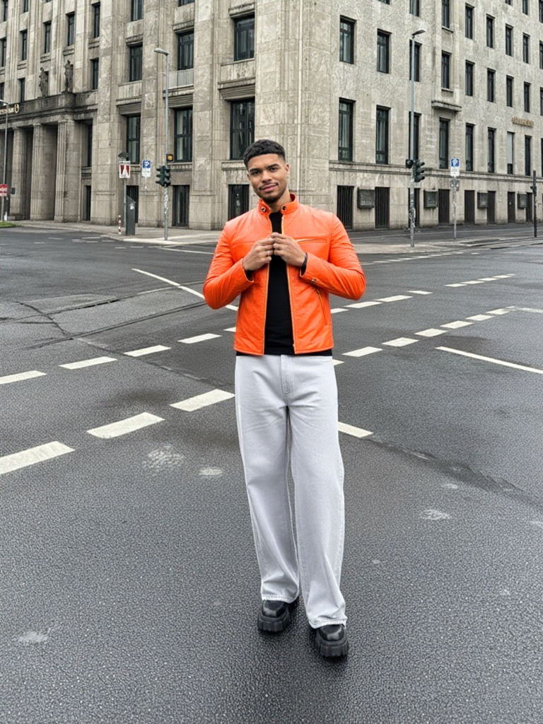 Womens Orange Leather Jacket