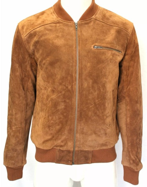 Mens Classic Bomber Suede Leather Jacket