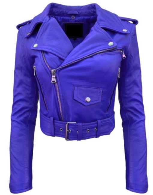 Womens Cropped Perfecto Leather Jacket