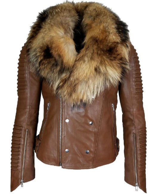 Mens Genuine Leather Jacket With Fur