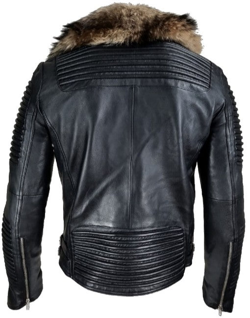 Mens Genuine Leather Jacket With Fur