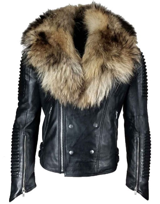 Mens Genuine Leather Jacket With Fur