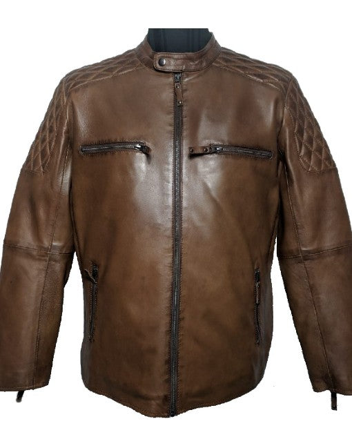 Cafe Racer Quilted Leather Jacket