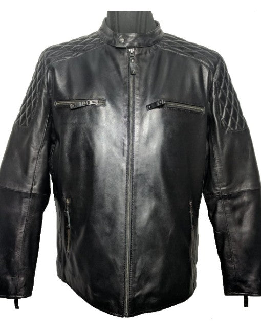 Cafe Racer Quilted Leather Jacket