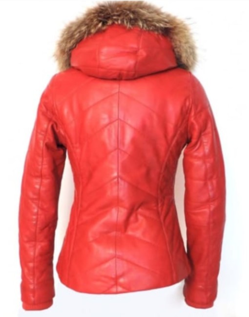 Soft Sheepskin Puffer Leather Jacket With Fur