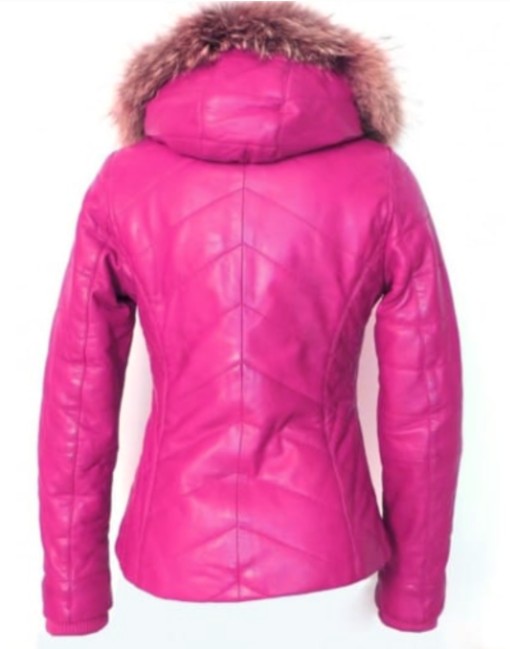 Soft Sheepskin Puffer Leather Jacket With Fur