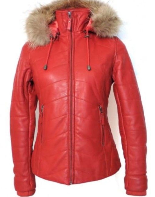 Soft Sheepskin Puffer Leather Jacket With Fur