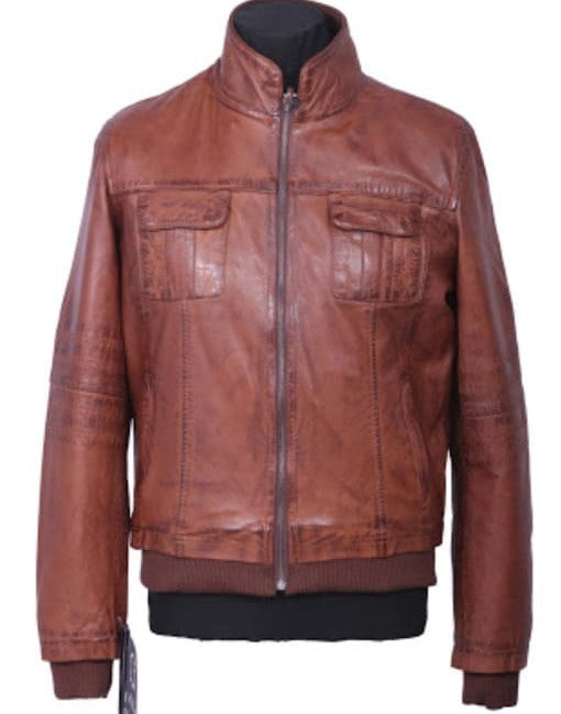 Bomber Hand-Waxed Leather Jacket