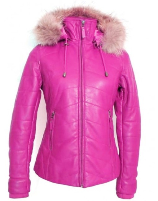 Soft Sheepskin Puffer Leather Jacket With Fur