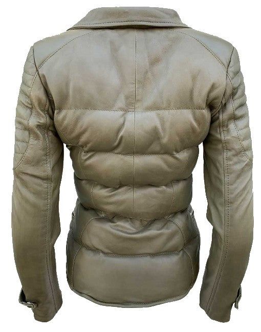 Biker Style Puffer Leather Jacket