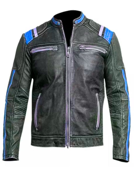 Cafe Racer Desert Gray Leather Jacket
