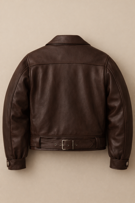 Men’s Dark Brown Leather Biker Jacket – Classic Moto Fit