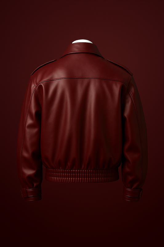 Men’s Burgundy Leather Jacket – Premium Minimal Design