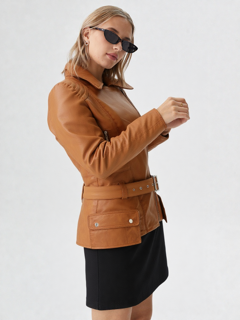 Womens Real Leather Parker Jacket