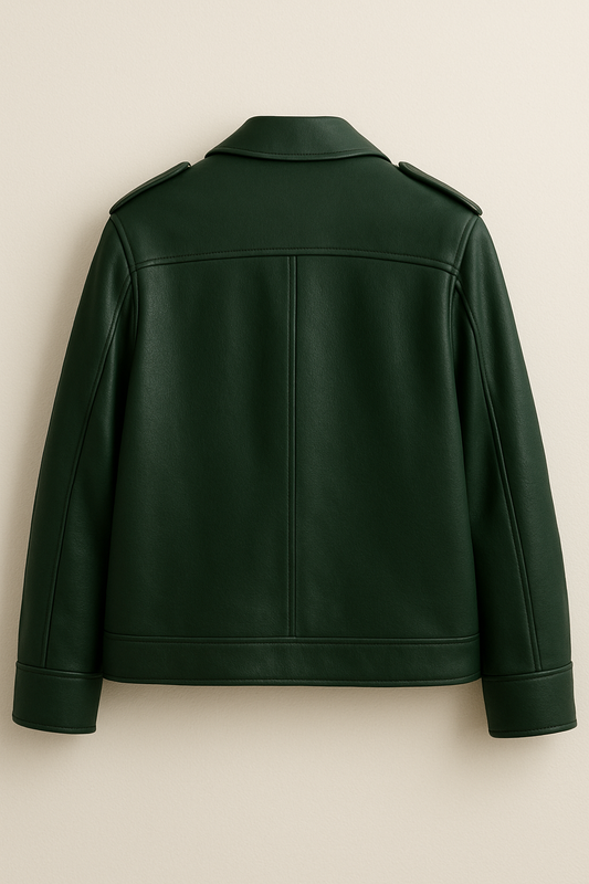 Women’s Bottle Green Sheep Leather Utility Jacket – Premium Soft Genuine Leather