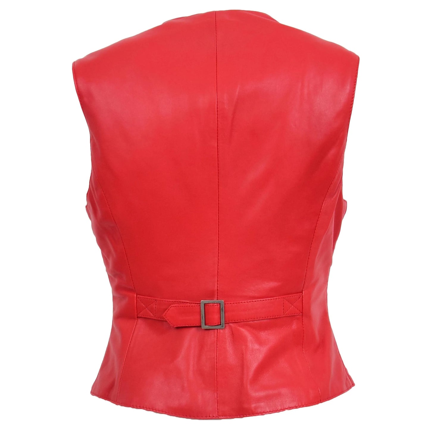 Womens Soft Genuine Leather Buttoned Waistcoat