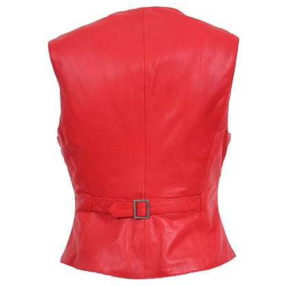 Womens Soft Genuine Leather Buttoned Waistcoat