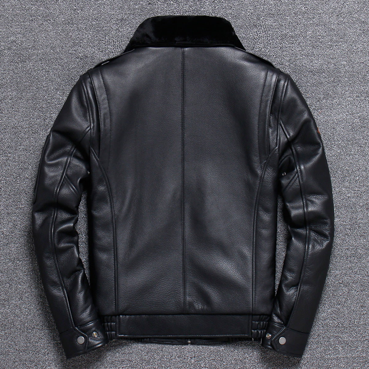 Men’s Black A2 Aviator Genuine Sheepskin Sherpa Faux Fur Turn-Down Collar G1 Military Air Force Leather Jacket