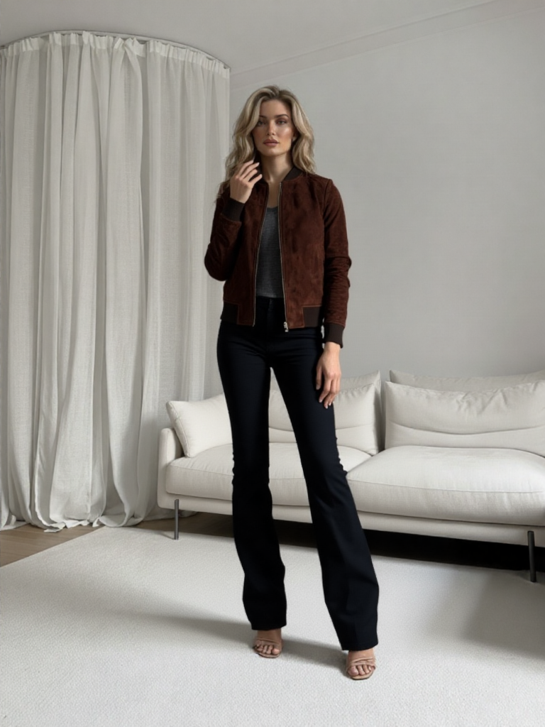 Women’s Premium Suede Bomber Jacket