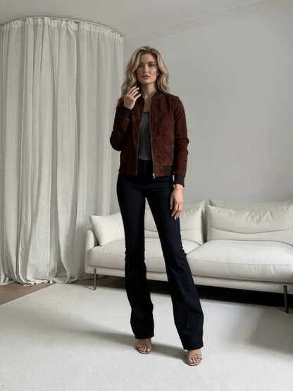 Women’s Premium Suede Bomber Jacket