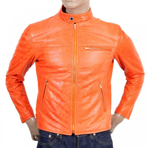 Womens Orange Leather Jacket