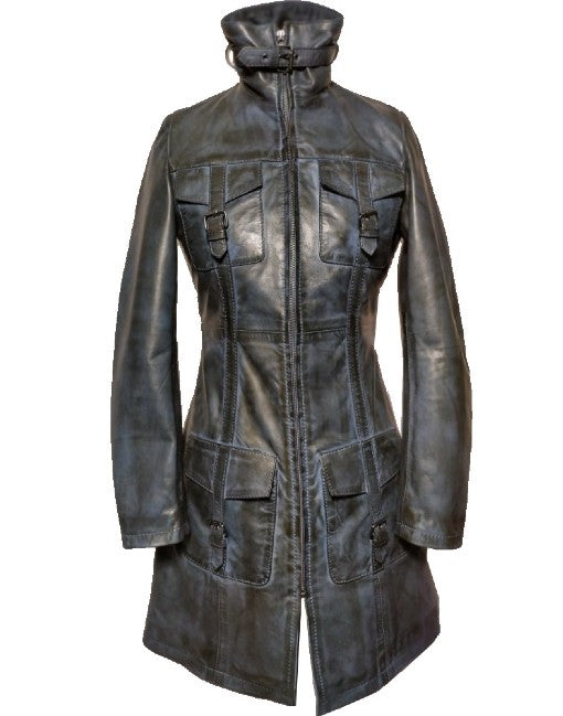 Womens Long Parker Leather Jacket