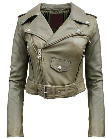 Womens Cropped Perfecto Leather Jacket