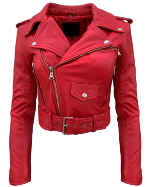 Womens Cropped Perfecto Leather Jacket