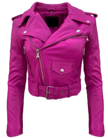 Womens Cropped Perfecto Leather Jacket