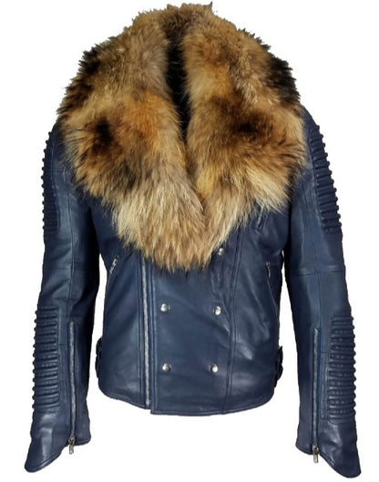 Mens Genuine Leather Jacket With Fur
