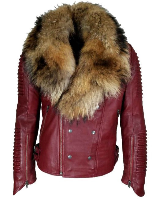 Mens Genuine Leather Jacket With Fur