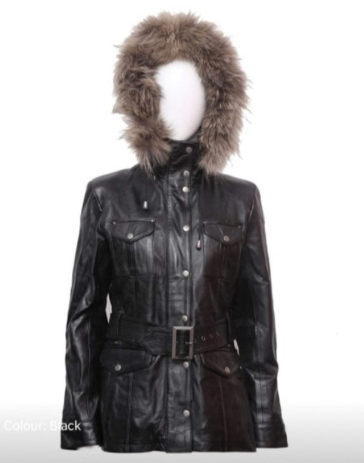 Womens Sheepskin Parker Leather Jacket