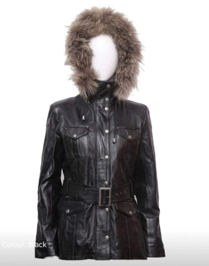 Womens Sheepskin Parker Leather Jacket
