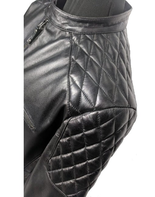 Cafe Racer Quilted Leather Jacket
