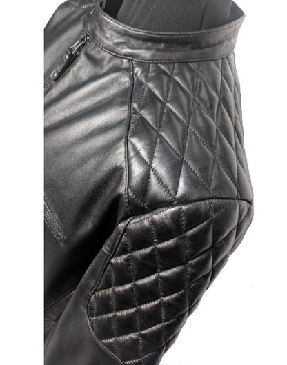 Cafe Racer Quilted Leather Jacket
