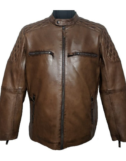 Cafe Racer Quilted Leather Jacket