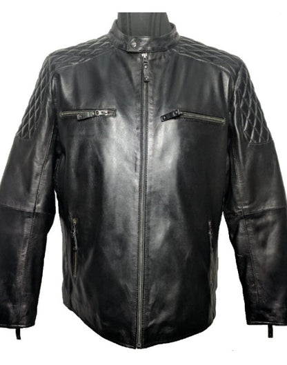 Cafe Racer Quilted Leather Jacket