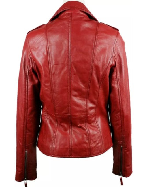 Hexa-Zipper Womens Leather Jacket