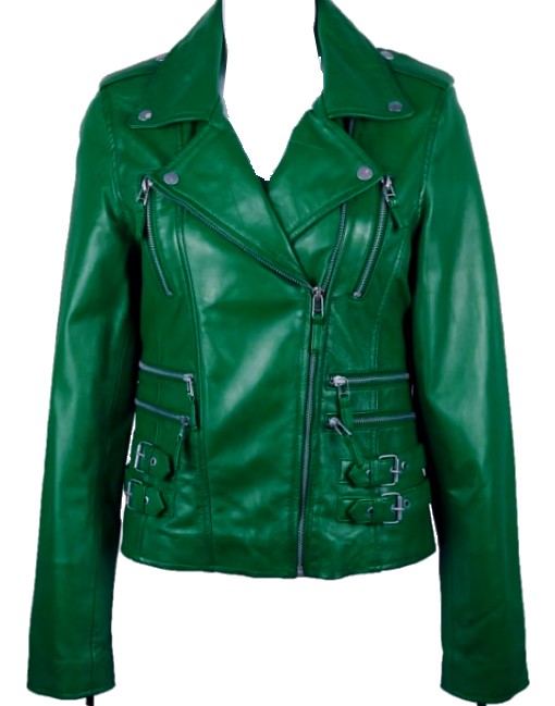 Hexa-Zipper Womens Leather Jacket