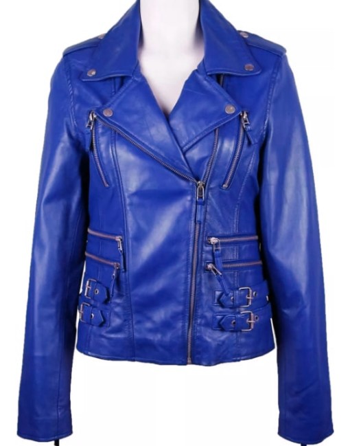 Hexa-Zipper Womens Leather Jacket