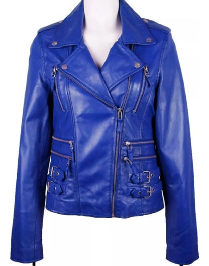 Hexa-Zipper Womens Leather Jacket