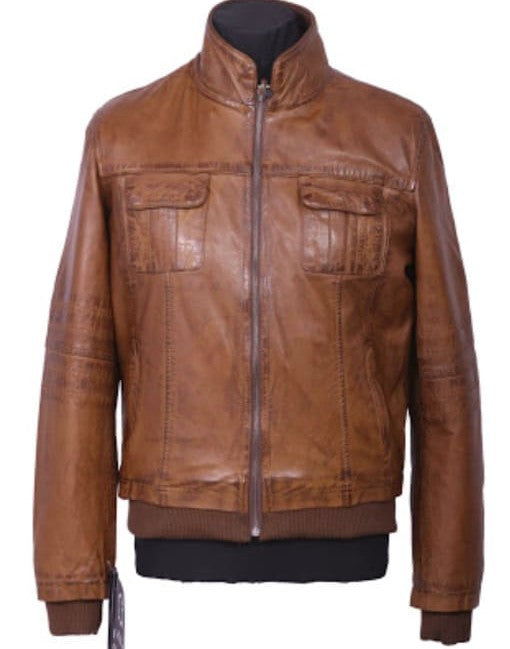 Bomber Hand-Waxed Leather Jacket