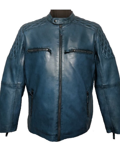 Cafe Racer Quilted Leather Jacket