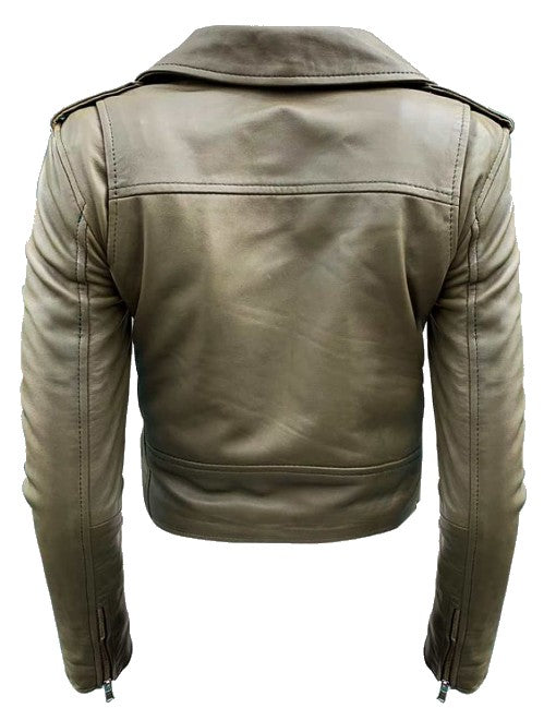 Womens Cropped Perfecto Leather Jacket