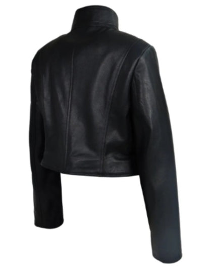Leather Zip Up Short Leather Jacket