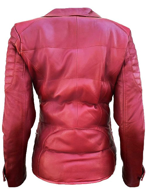 Biker Style Puffer Leather Jacket