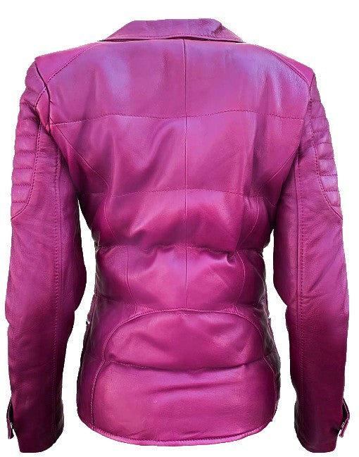 Biker Style Puffer Leather Jacket