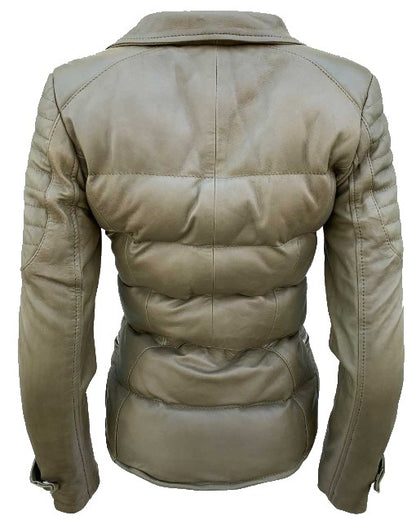 Biker Style Puffer Leather Jacket
