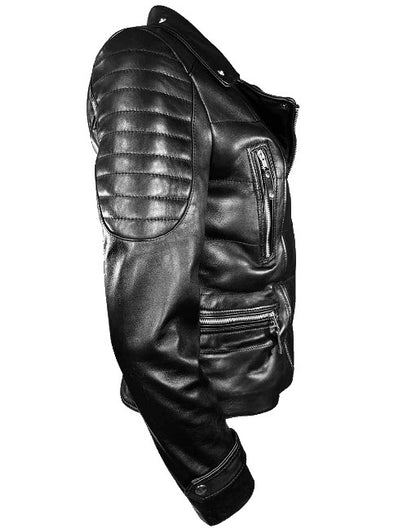 Biker Style Puffer Leather Jacket