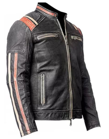 Cafe Racer Desert Gray Leather Jacket